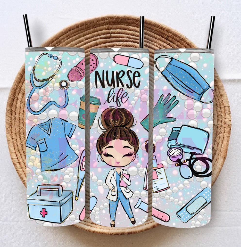 Nurse Life 20 oz skinny tumbler  image 1